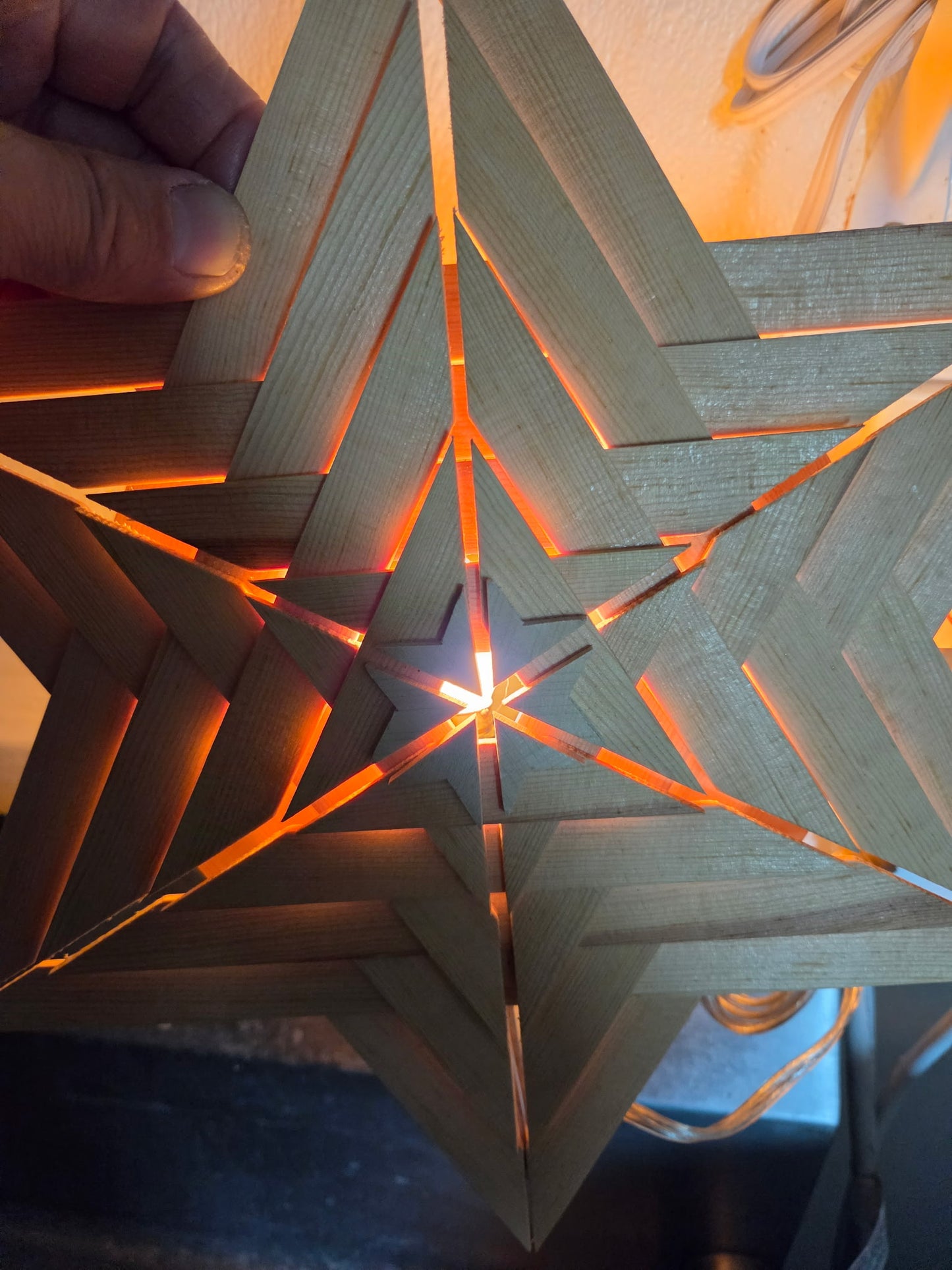 Vintage Wooden Hanging Lighted Star Wall Hanging Wall Decor Night Light nl76