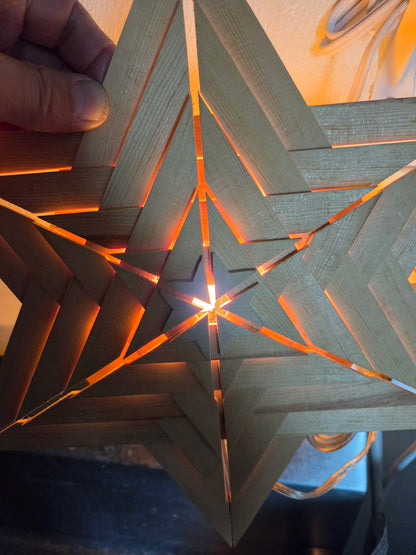 Vintage Wooden Hanging Lighted Star Wall Hanging Wall Decor Night Light nl76