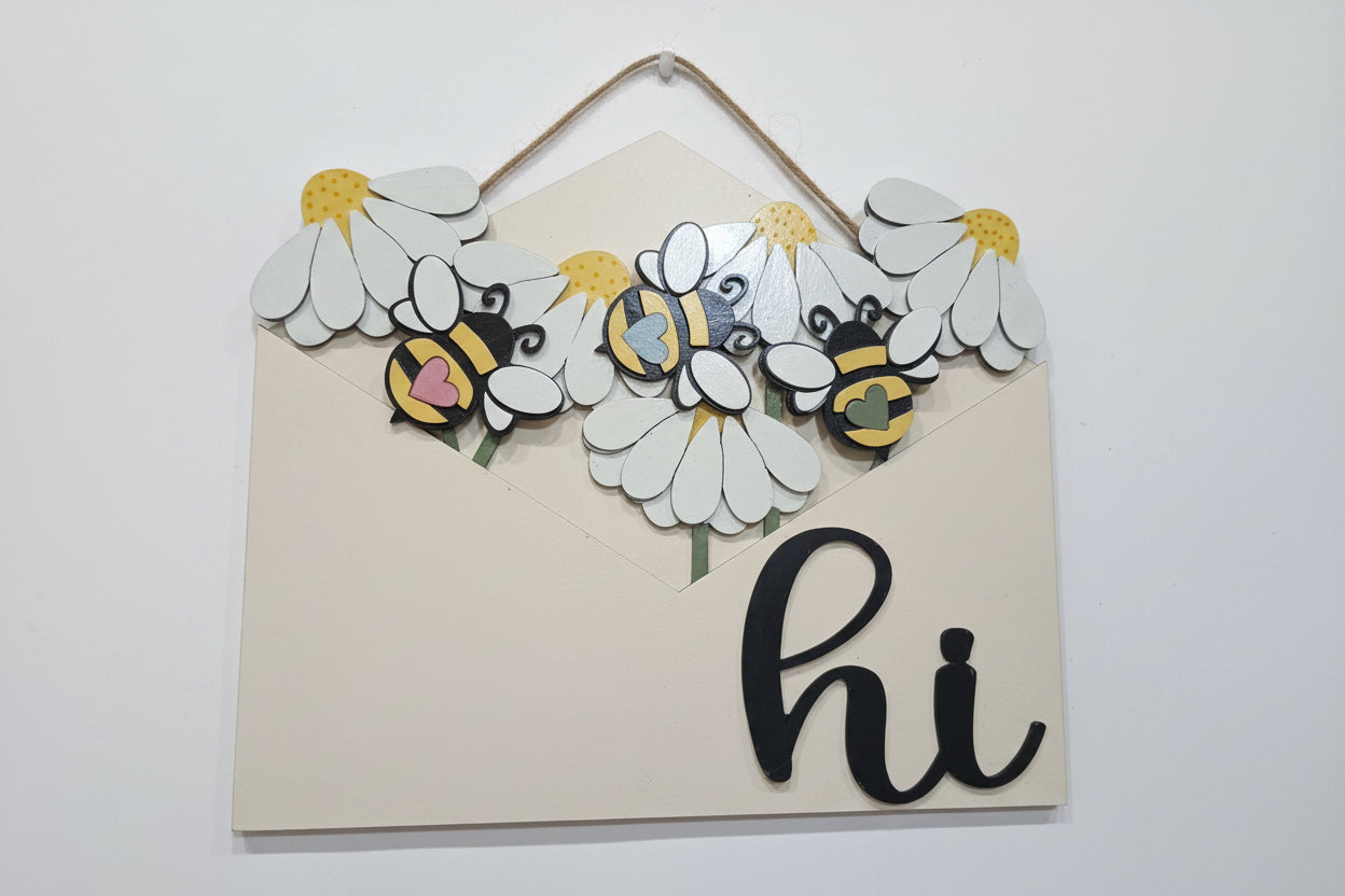 Bee and Flower Insert for Envelope Door Sign *sign sold seperately* EI7