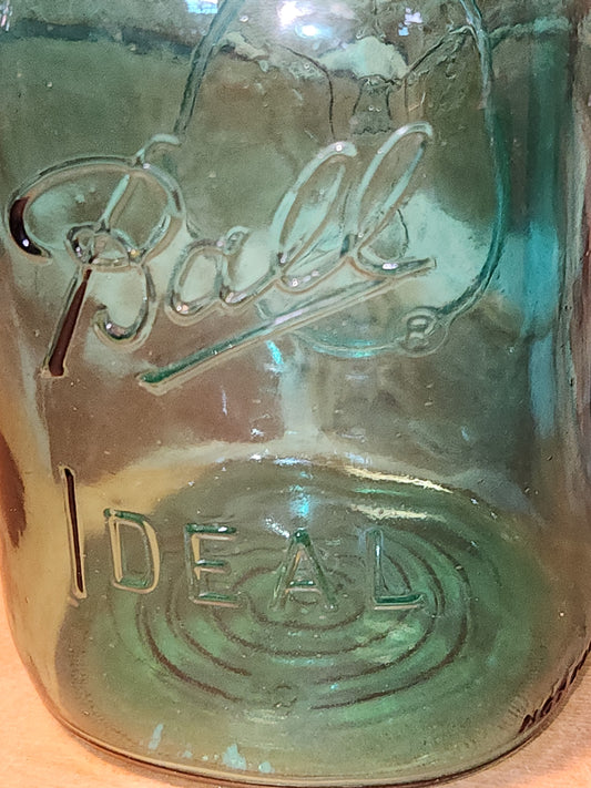 Vintage Ball Ideal Green Blue Teal Jar Bicentennial Eagle Wire Seal jar2