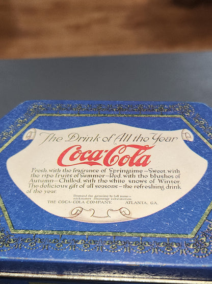 Vintage Tin Coca-Cola Blue The Drink of All the Year Coke Unique Shape cct87