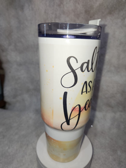 30 Oz Stainless steel Insulated Tumbler says "Salty as a Beach" NOT PERFECT tsb7