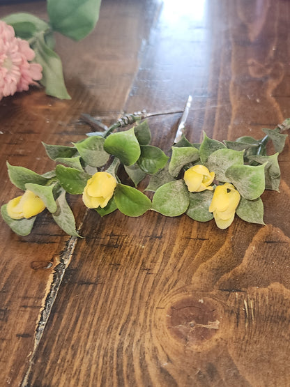 Vintage Plastic Flower Picks with Leaves for Crafting