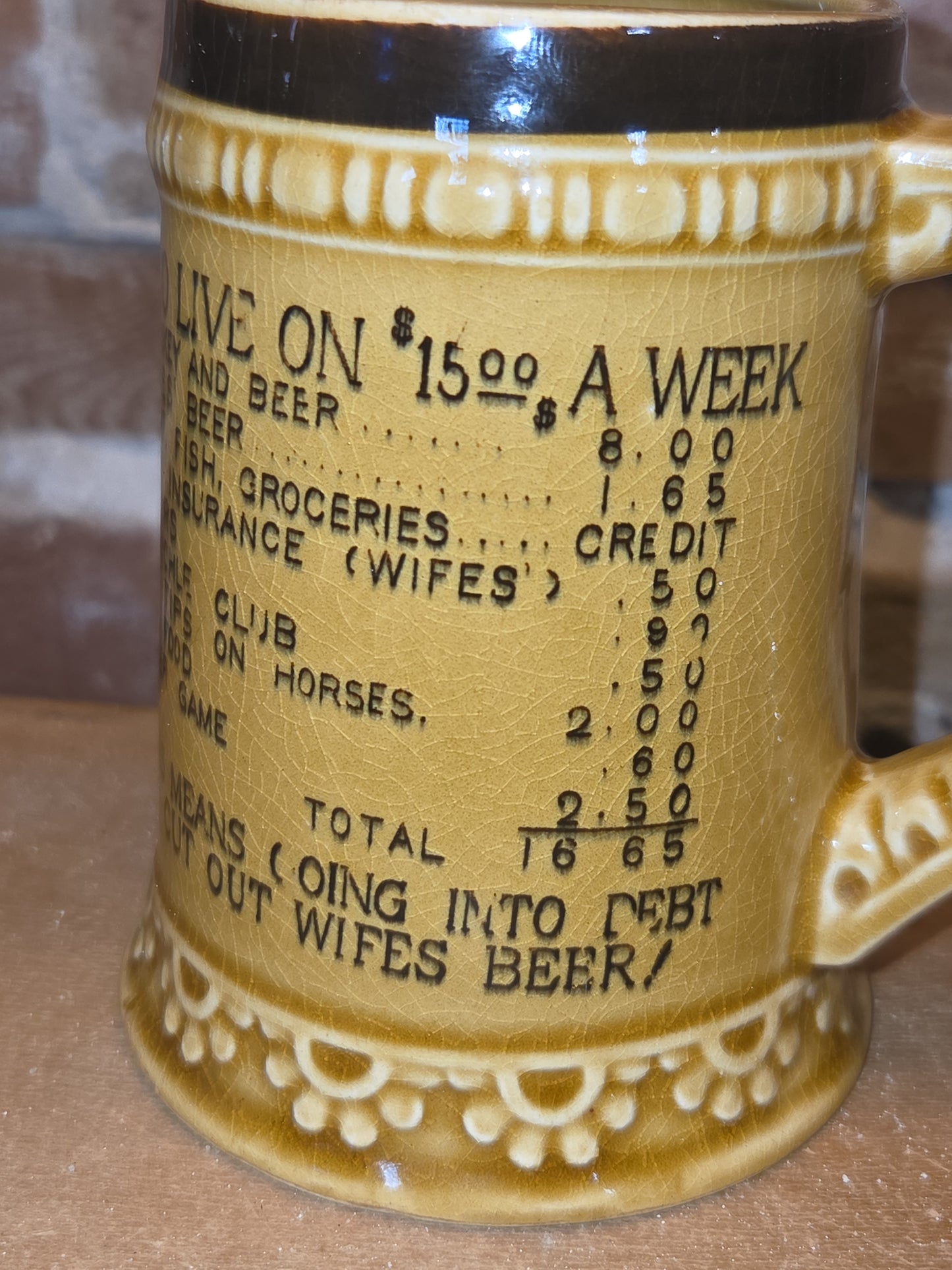Vintage Humorous Ceramic Glazed Mug How to Live on $15 a Week Made in Japan mug8