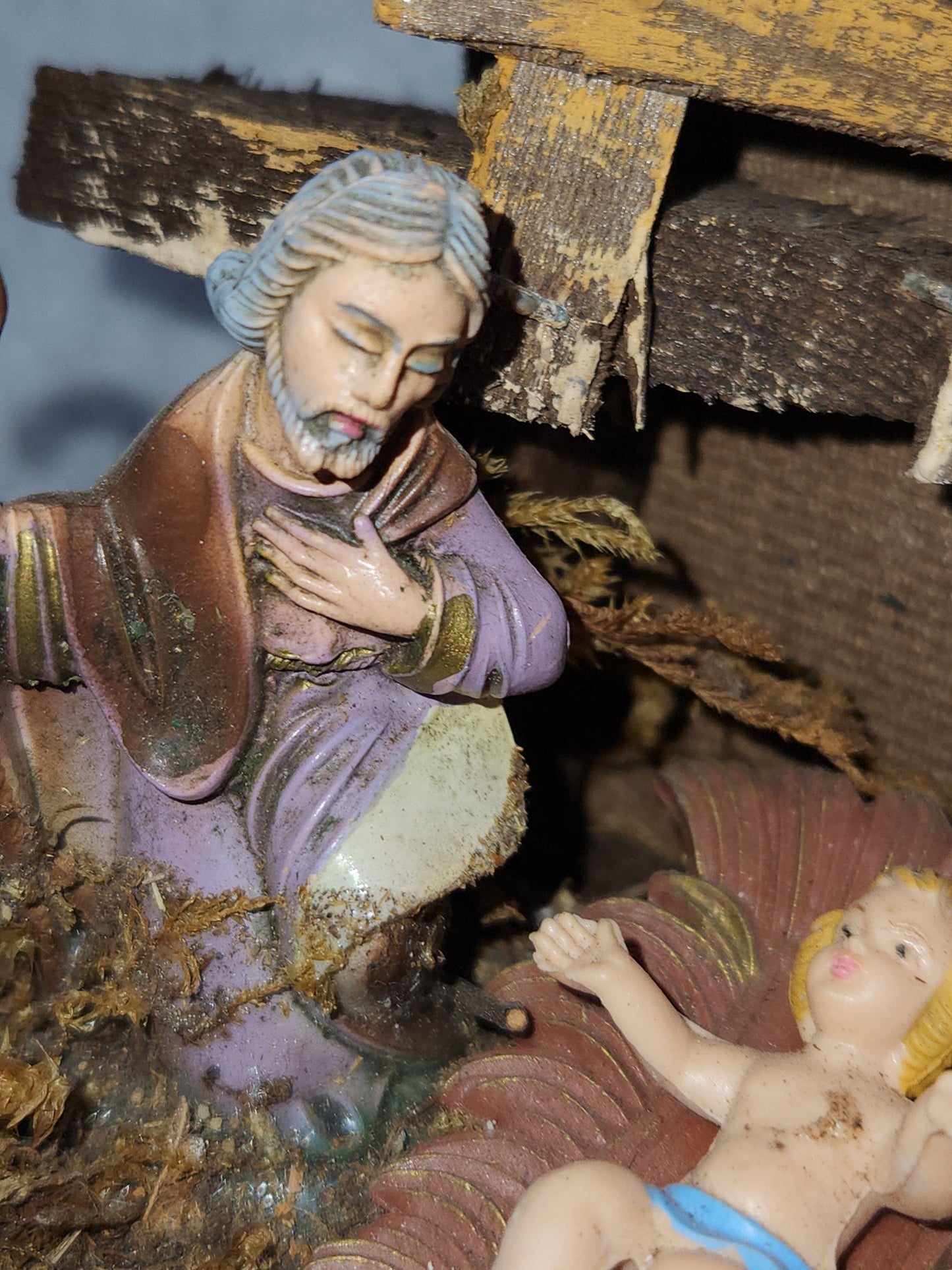 Vintage Italian Small Nativity Set. Mary, Joseph, Jesus, Sheep, Creche NO BOX ns77