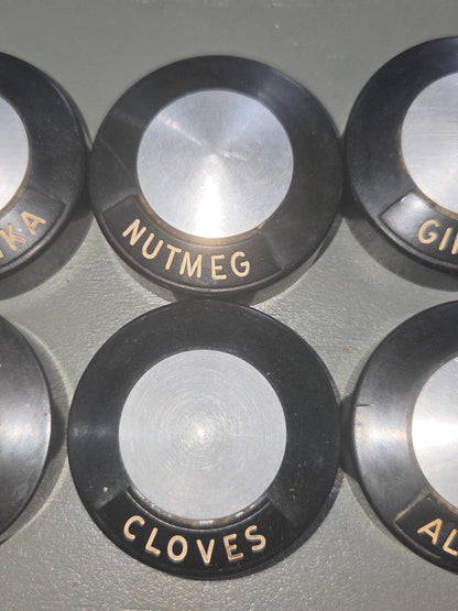 Kromex Vintage Aluminum Spice Set of 8 and Rack alu003