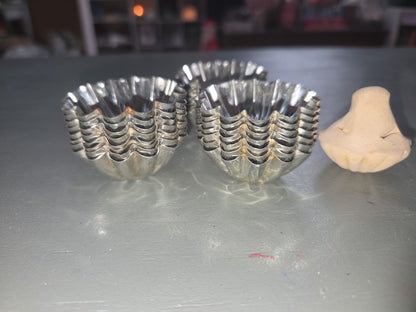 Vintage Miniature Swedish Fluted Miniature Tart Tin Pan Chocolates Mold and Clay Molding Tool Set of 25 1.75" tins Sweden Vintage Lot Of 35 Swedish Fluted Mini Tart Candy Chocolate Molds Pans 1.75”