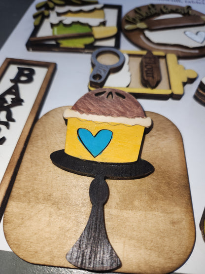 Tier Tray Decorations Handcrafted Bakery, cake, rolling pin, Bowls, cupcakes ttb1