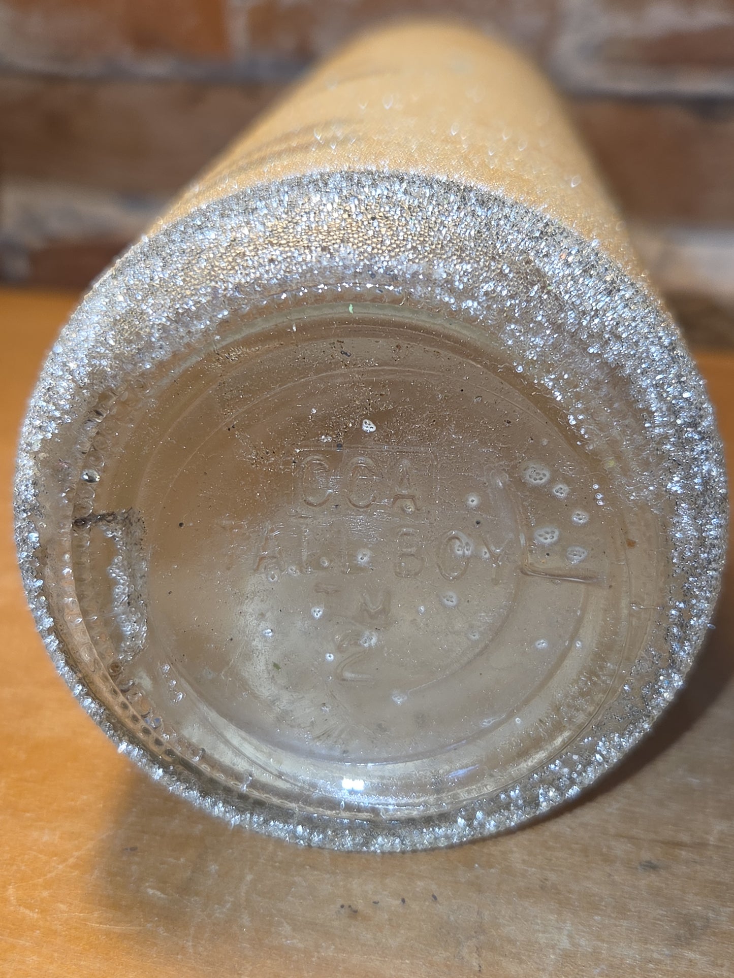 Vintage Sugar Frosted Pillar Glass Candle Holder Cardinal AS IS