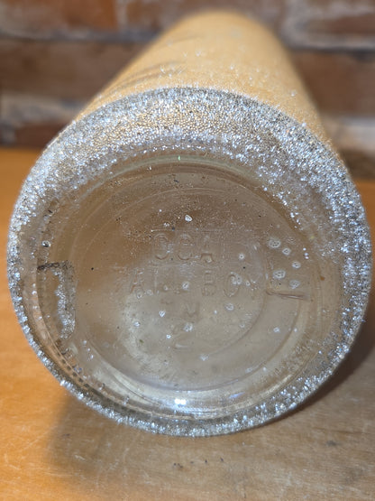 Vintage Sugar Frosted Pillar Glass Candle Holder Cardinal AS IS