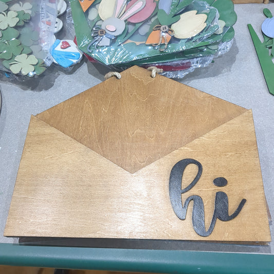 Interchangeable Envelope Door Sign Stained with Black Letter *Inserts Sold Seperately*