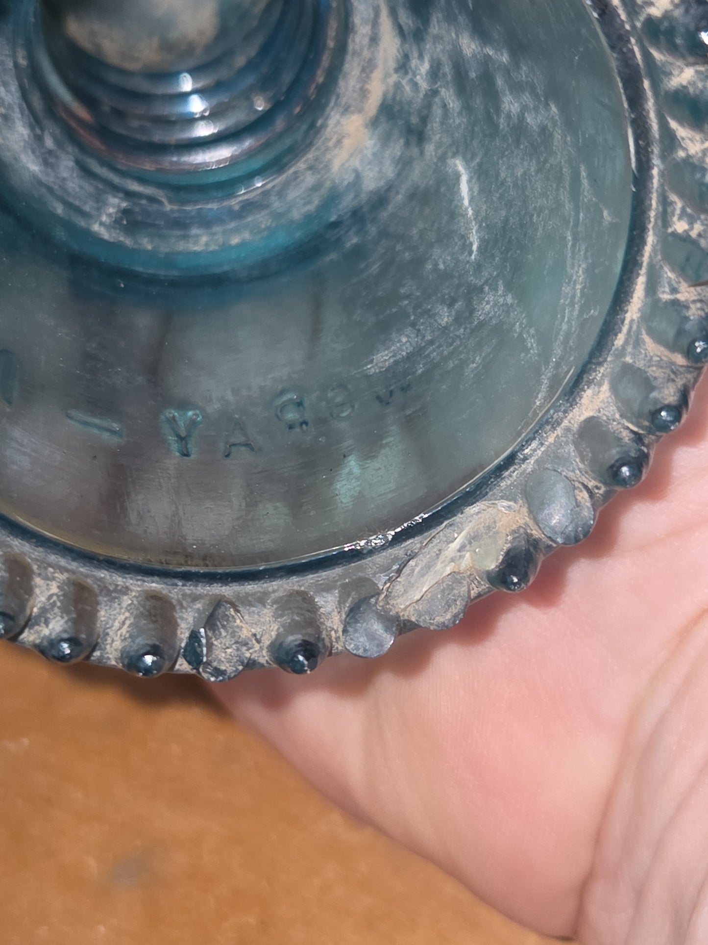 Vintage Insulator Hemingray #16 Teal Glass h616d DAMAGED NUBS