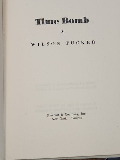 Vintage Hardcover Book Time Bomb by Wilson Tucker, 1955 NO Dust Jacket vb71