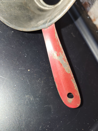 Antique Nesco Funnel 1 Pint Strainer Measure Dipper Jar Filler Red Handle alu300