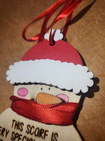 Custom Order Ornament Wooden Snowman with Growth Ribbon