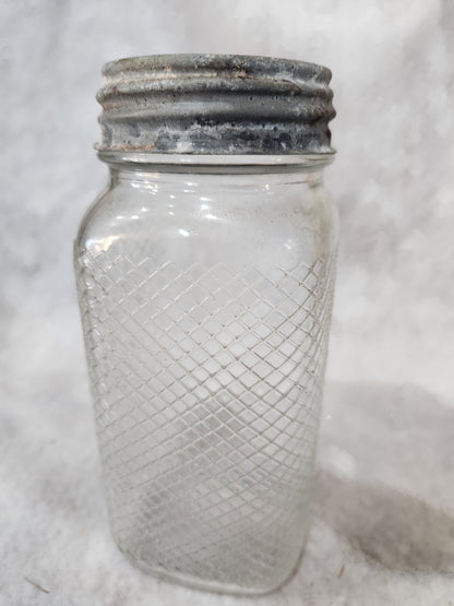 Vintage 1930-1940’s Hazel Atlas Diamond Clear Glass Jar Canister for coffee, tea, sugar jar43