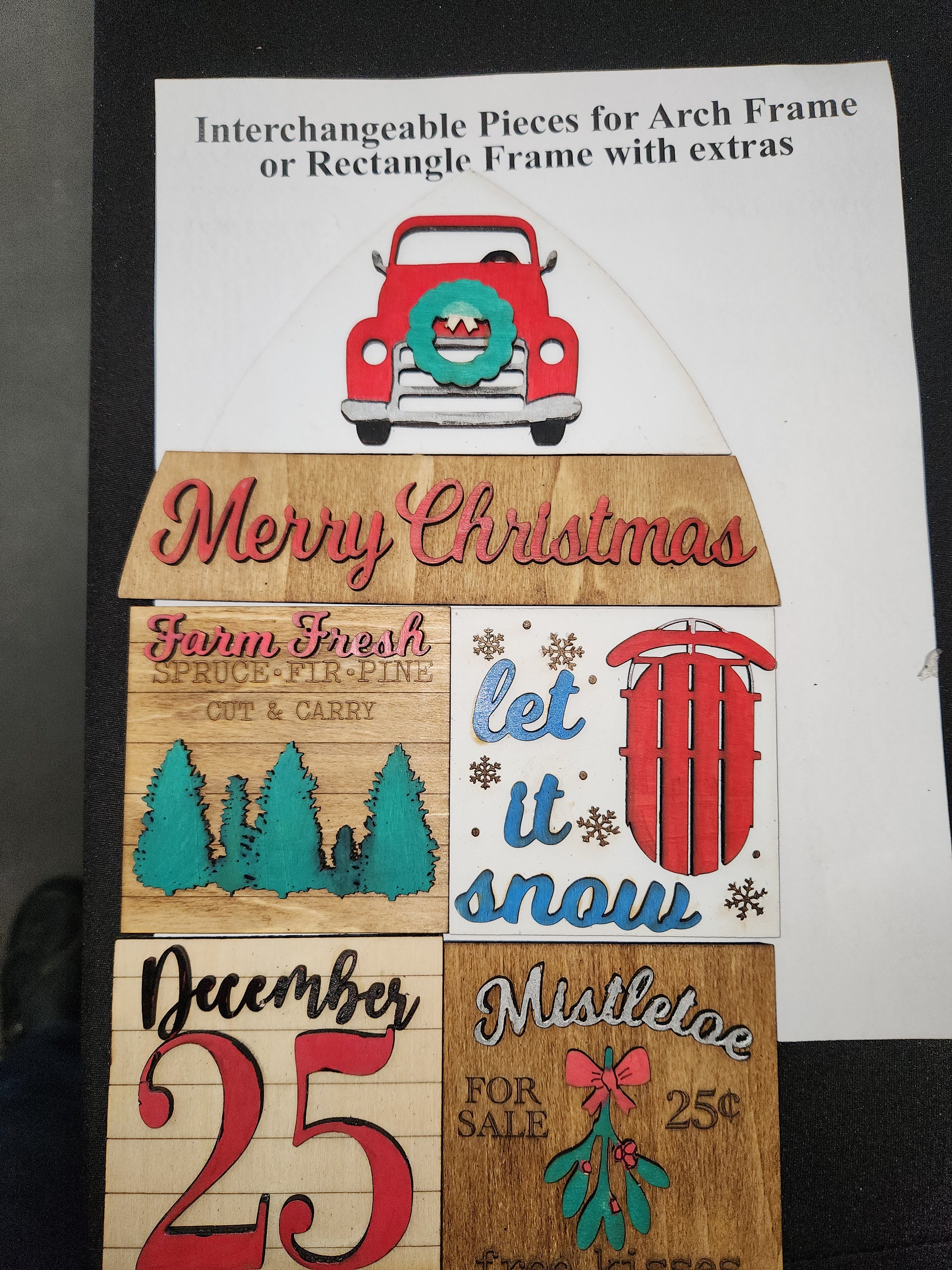 Christmas Insert Kit for Interchangeable Frame Can Fit Arch, Rectangle, or Square Frame FRAMES SOLD SEPARATELY