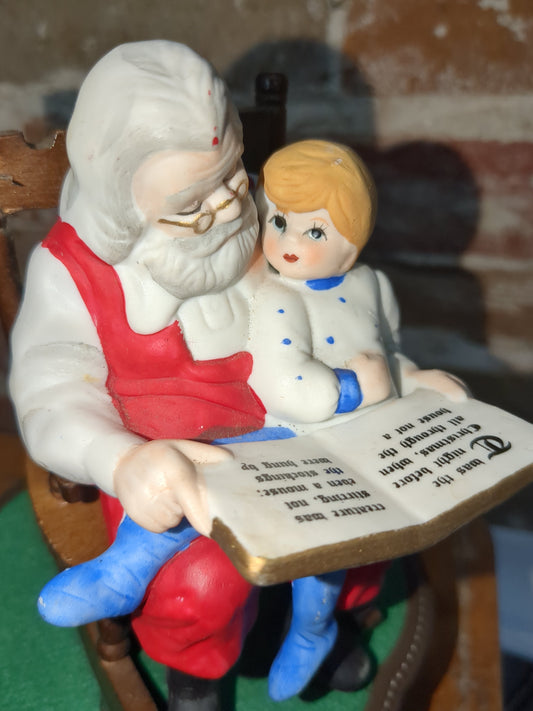 Vintage Jadco Santa and child rocking chair music box.