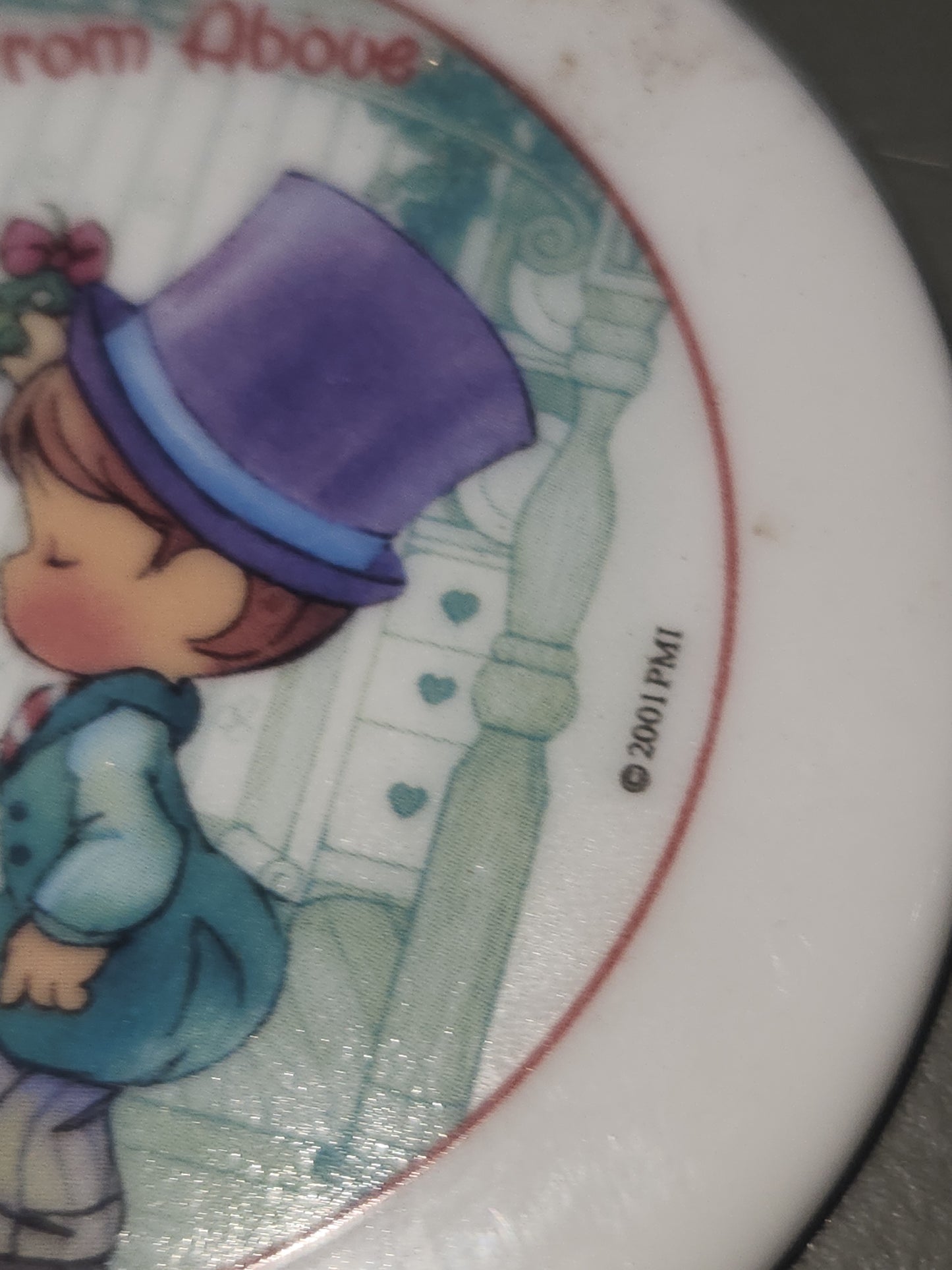 Precious Moments Ornament  Round Porcelain 2001 Ice Skater Love 2 Sided 3"