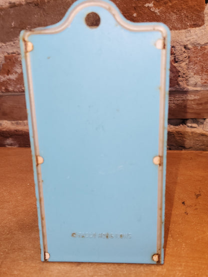 Vintage Jasco Metal Tin Matchbox Holder Wall Mount with Snowy Barn Scene mb89