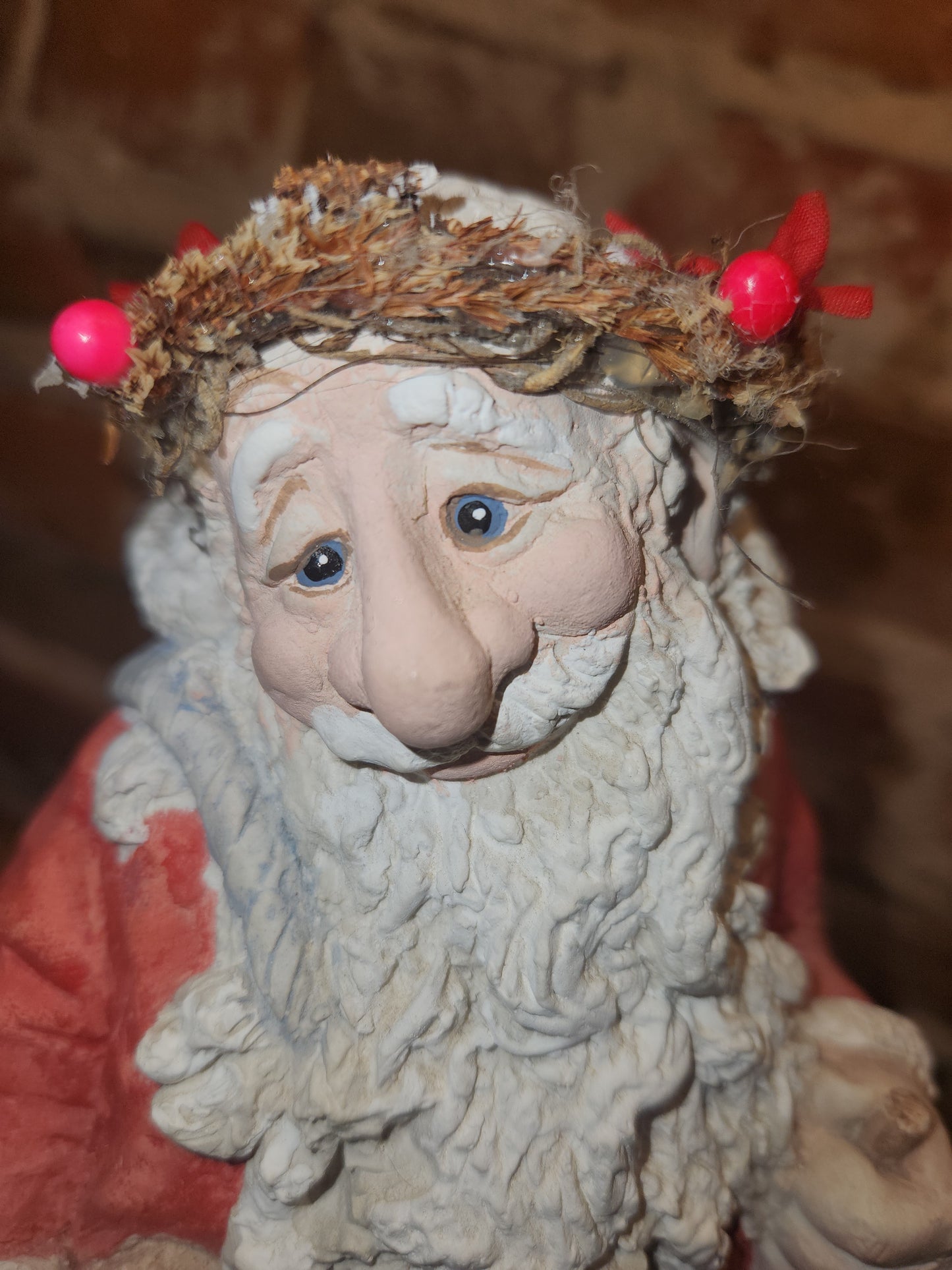 Vintage Dreamsicles 1993 Woodland Father Christmas Pulling Tree With Bird & Rabbit 8.5” Kristin Haynes Cast Art Industries NO BOX di11