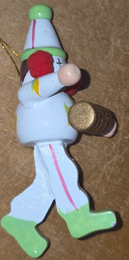 Vintage Wooden Ornament Circus Clowns Set of 4 MCM Kitchy