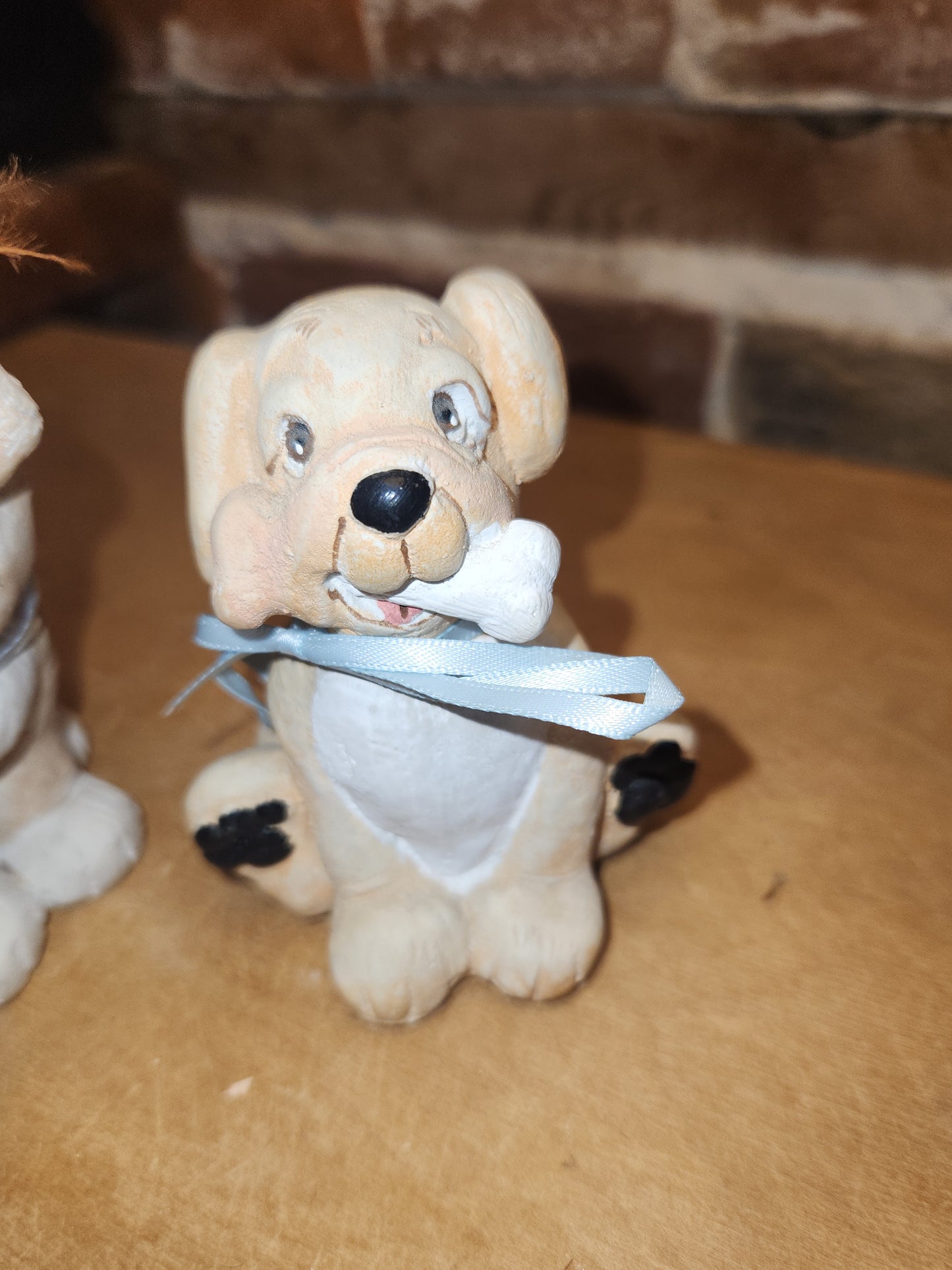 Vintage Dreamsicles Set of 2 Dogs Puppies Blue Ribbon Collar Kristin Haynes Cast Art Industries di6