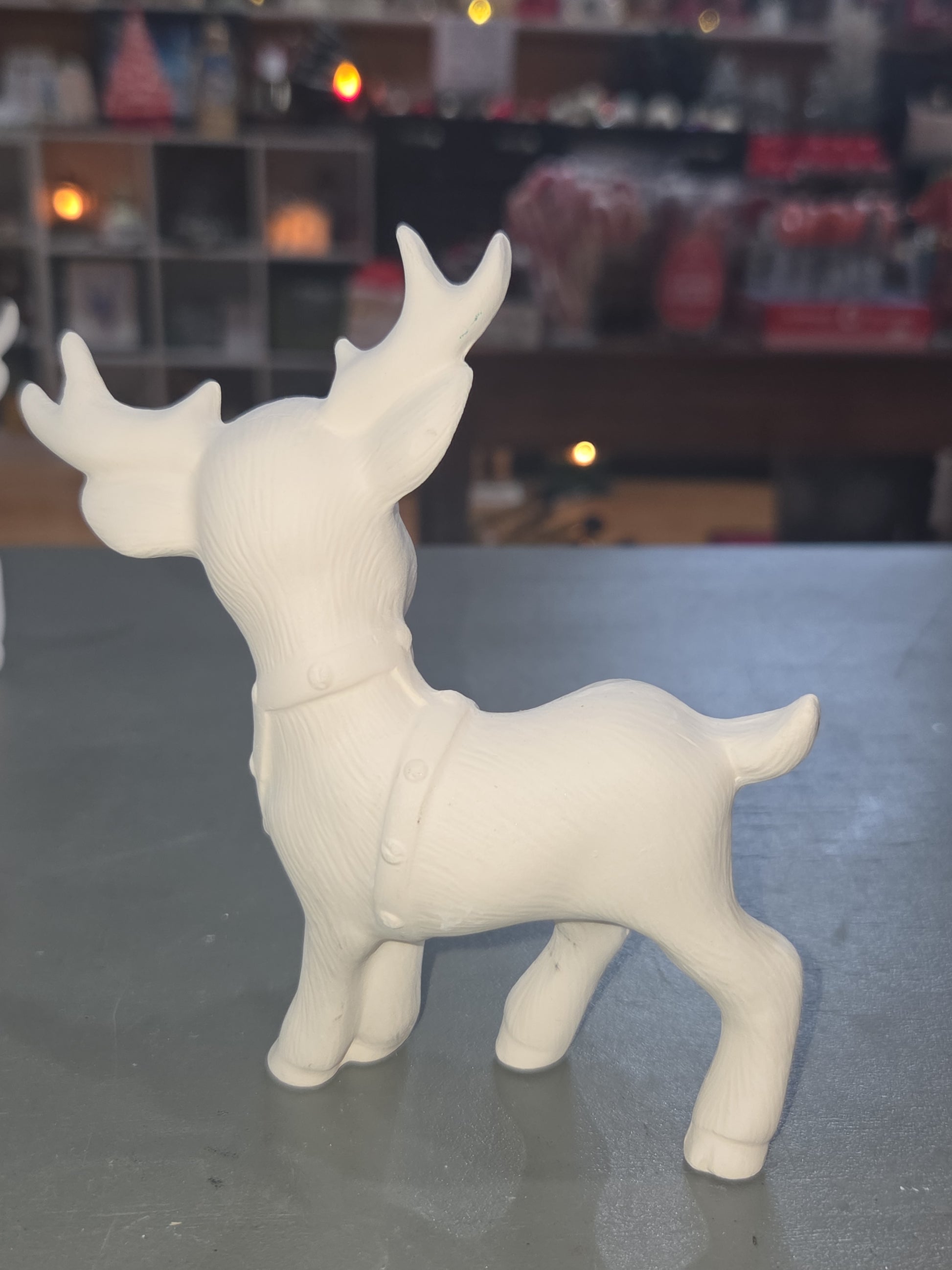 Unpainted Ceramic Softy Reindeer DIY Ready to Paint Set of Seven 4" to 5" tall