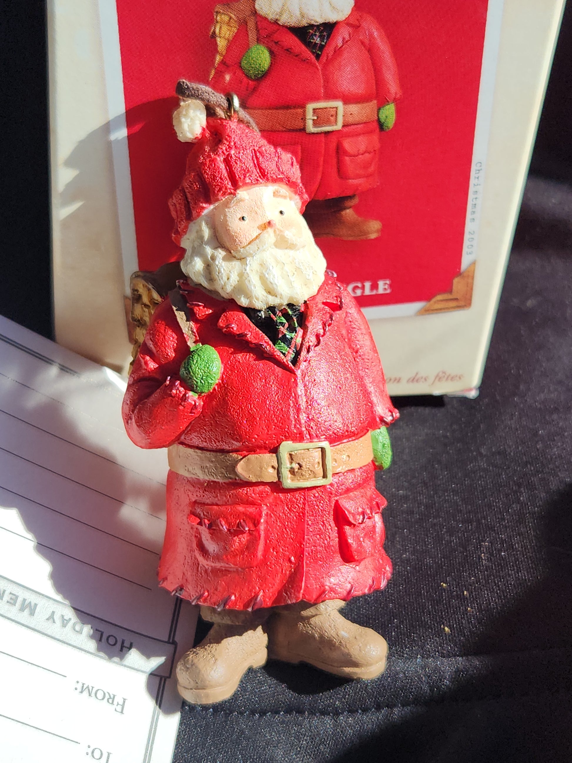 Vintage Hallmark Keepsake Ornament Kris Kringle Handcrafter 2003 Santa Backpack