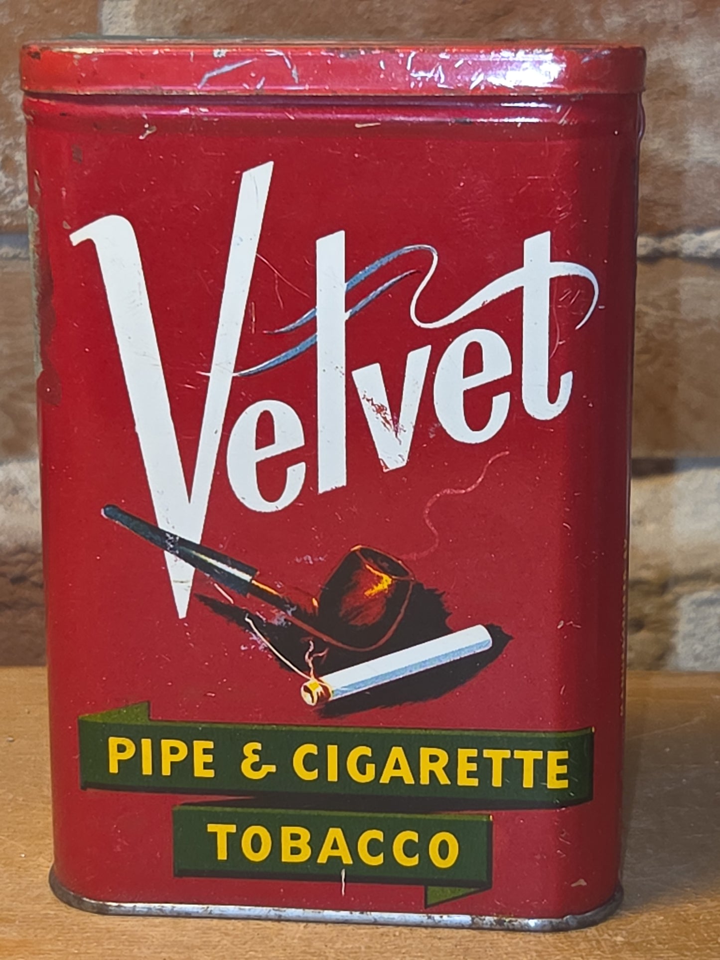 Vintage Tobacco Velvet Pipe & Cigarette 1 3/4 oz Liggett & Myers EMPTY tin713