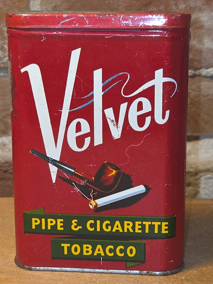 Vintage Tobacco Velvet Pipe & Cigarette 1 3/4 oz Liggett & Myers EMPTY tin713