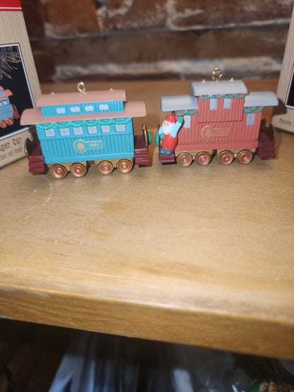 Vintage Hallmark Keepsake Ornaments Passenger Car and Caboose 3rd and 4th in the Claus & Co. R.R. 1991