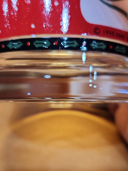 Vintage Hallmark Libbey Rocks Glass Christmas Swan 10 Ounce Tumblers Drinking Glasses Juice Glass 1990 gl033