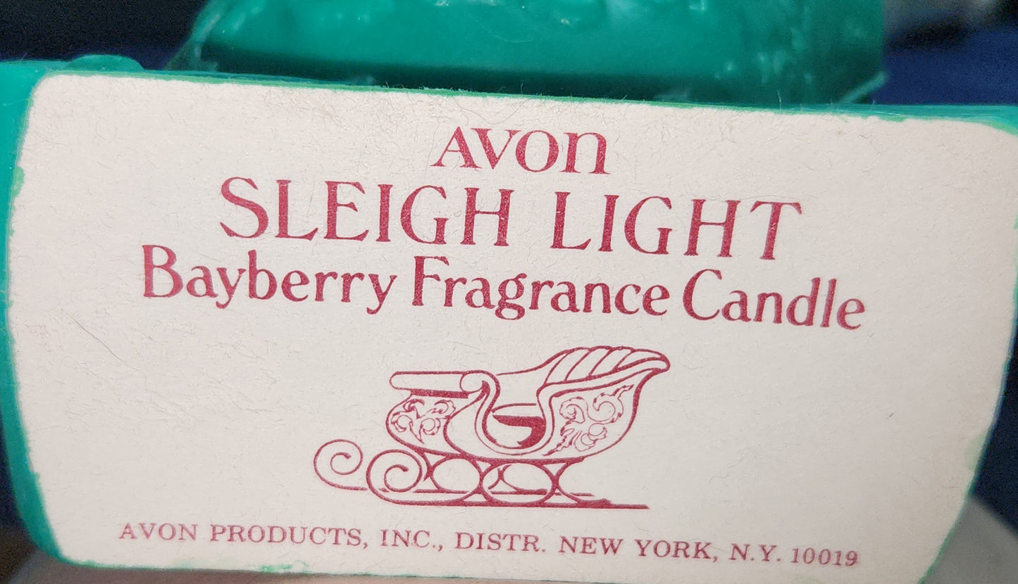 Vintage Avon Christmas Sleigh Light Bayberry Fragrance Candle 1975