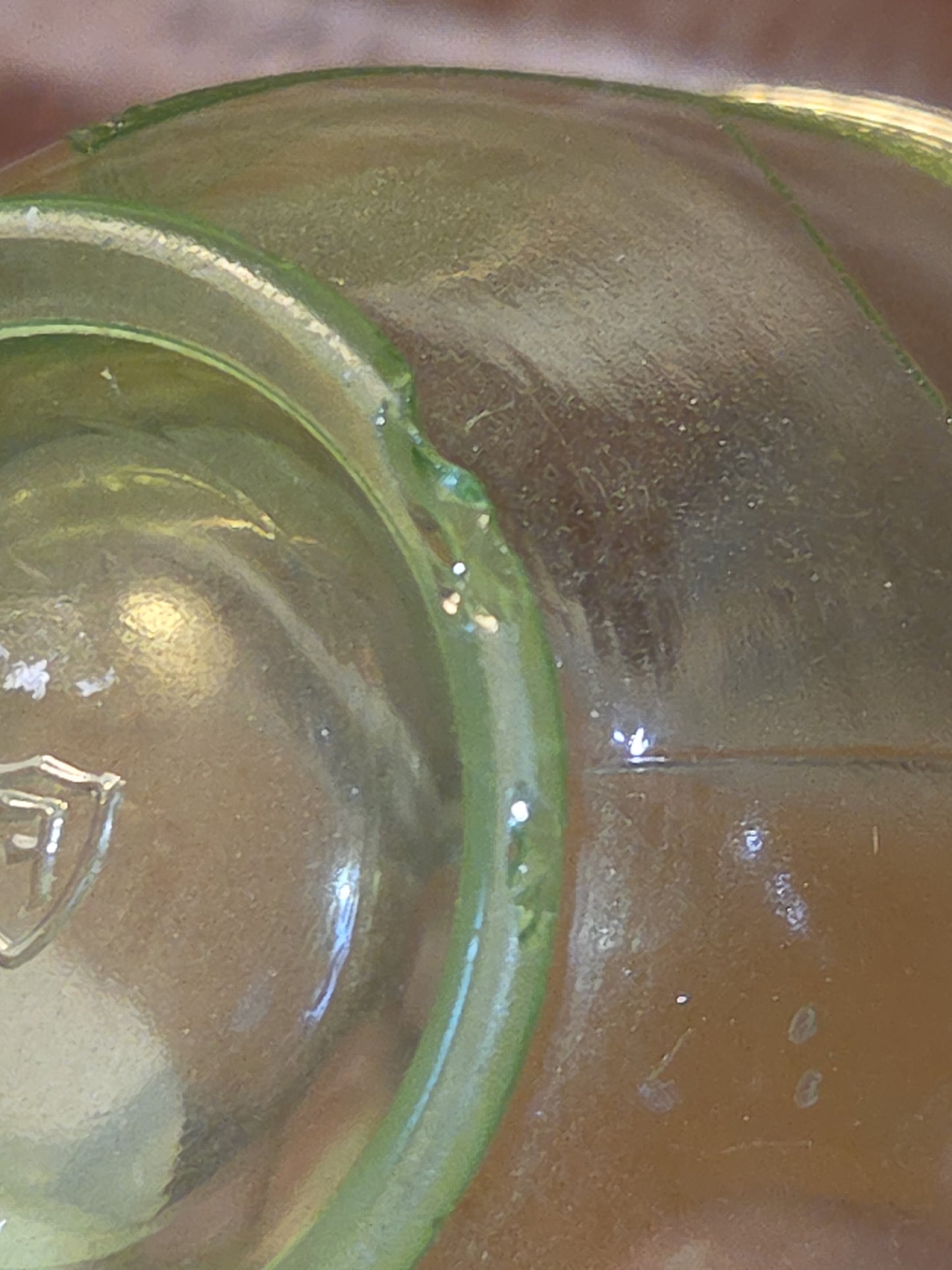 Vintage Uranium Green Depression Glass Tea Cup Love Birds Vaseline AS IS Chips dg76