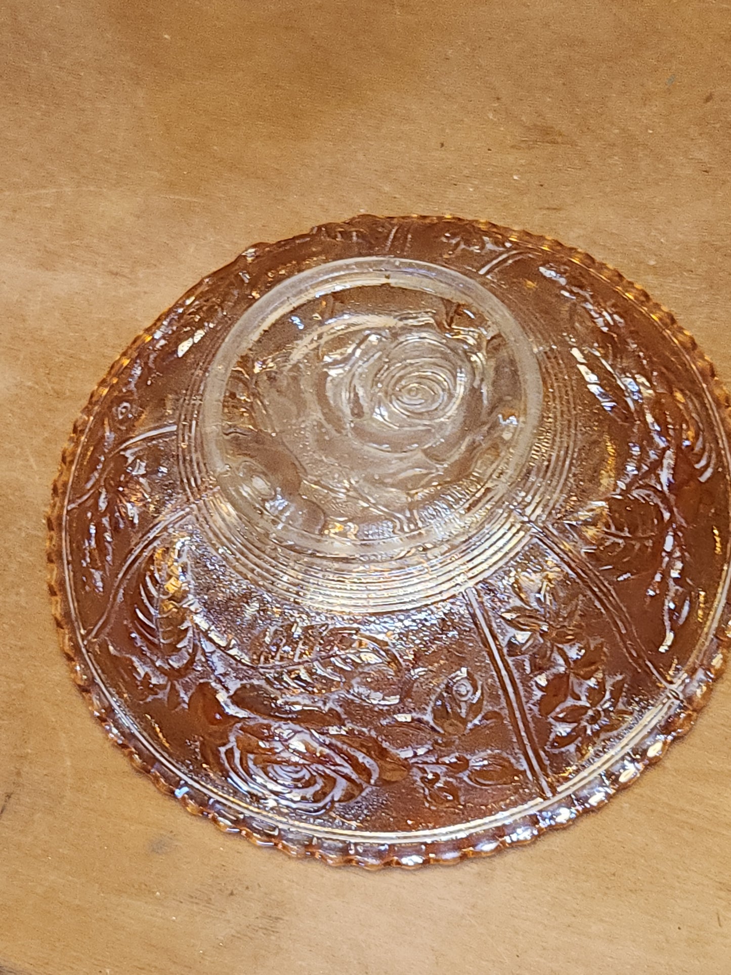 Vintage Carnival Glass Imperial Bowl Open Rose Pattern Scalloped Edge rp8
