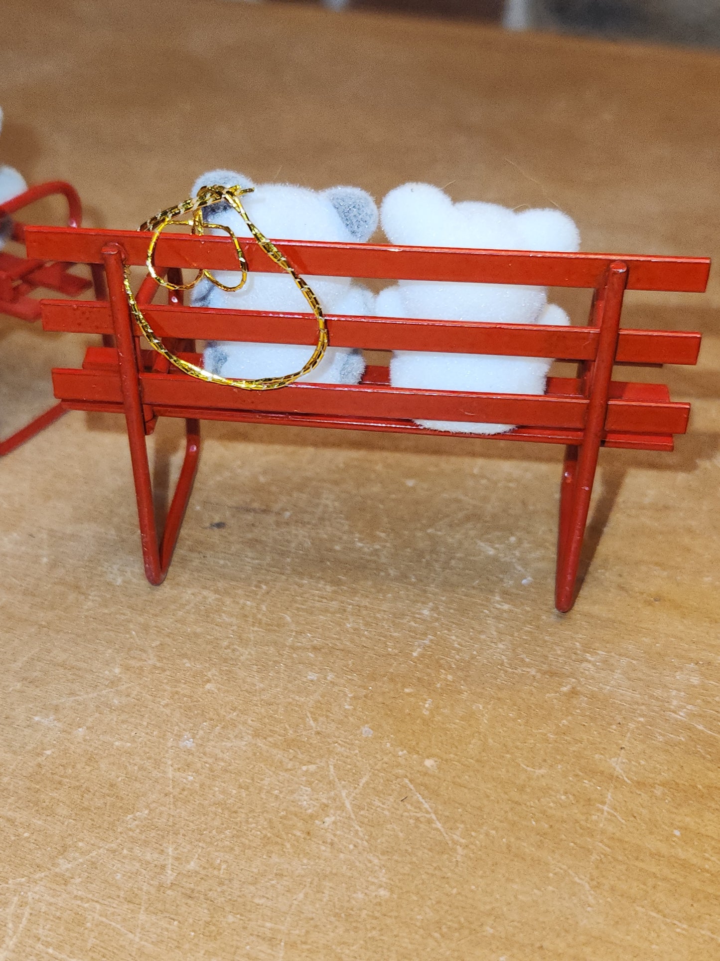 Vintage Avon Bear Ornaments Two Benches One Horn One Trumpet As IS No box