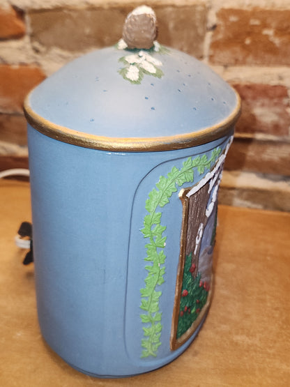 Vintage Ceramic Canister Night Light Covered Bridge Horse Pinecone AS IS nl9