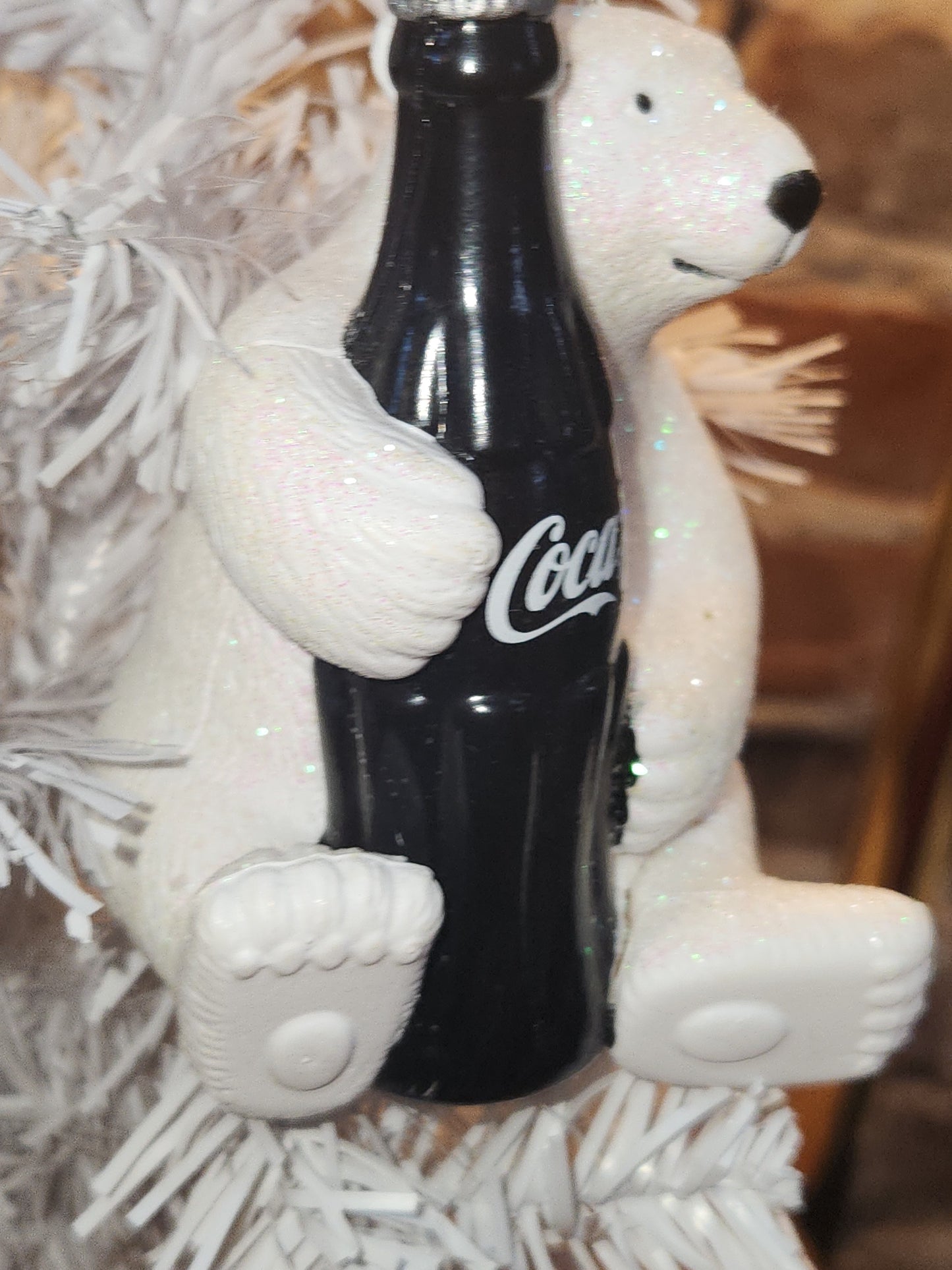 Coca-Cola Kurt Adler Sparkle Polar Bear Holding Coke Bottle Christmas Ornament cc675
