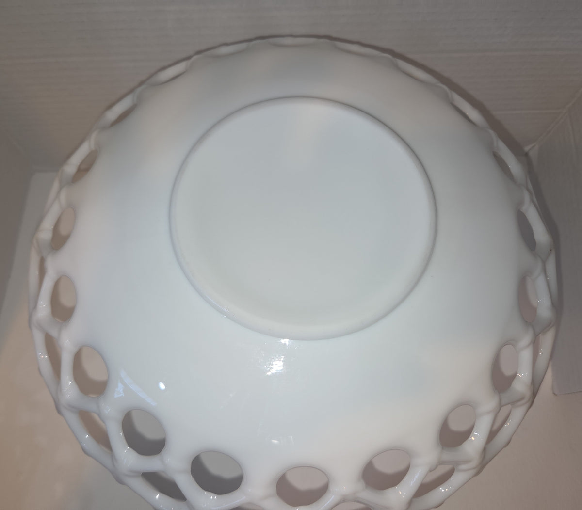Vintage Westmoreland Milk Glass Bowl Doric Pattern Open Lace mg79