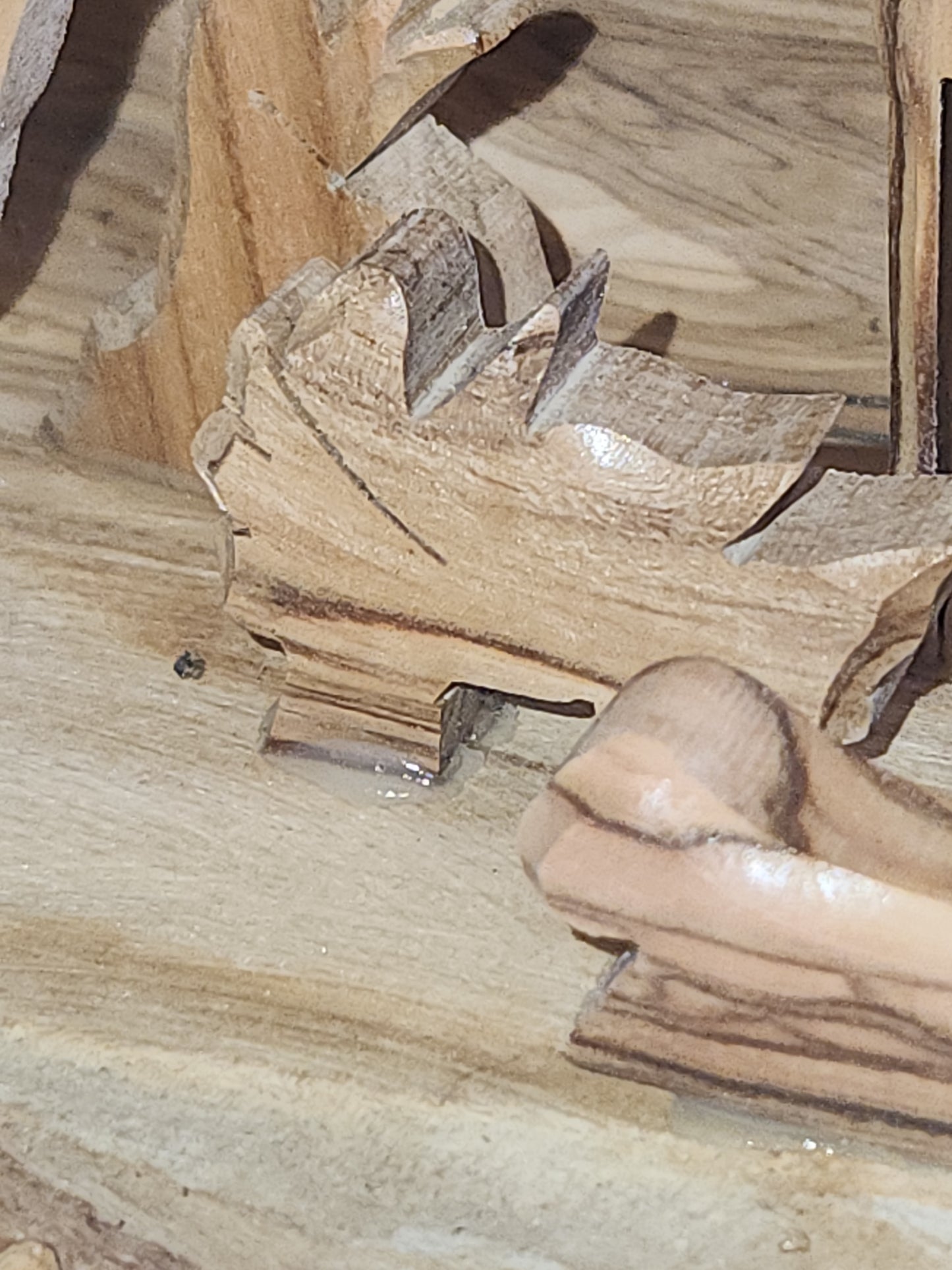 Nativity Medium Grotto Carved in Olive Wood Branch Made in Bethlehem 4" x 8" n2a