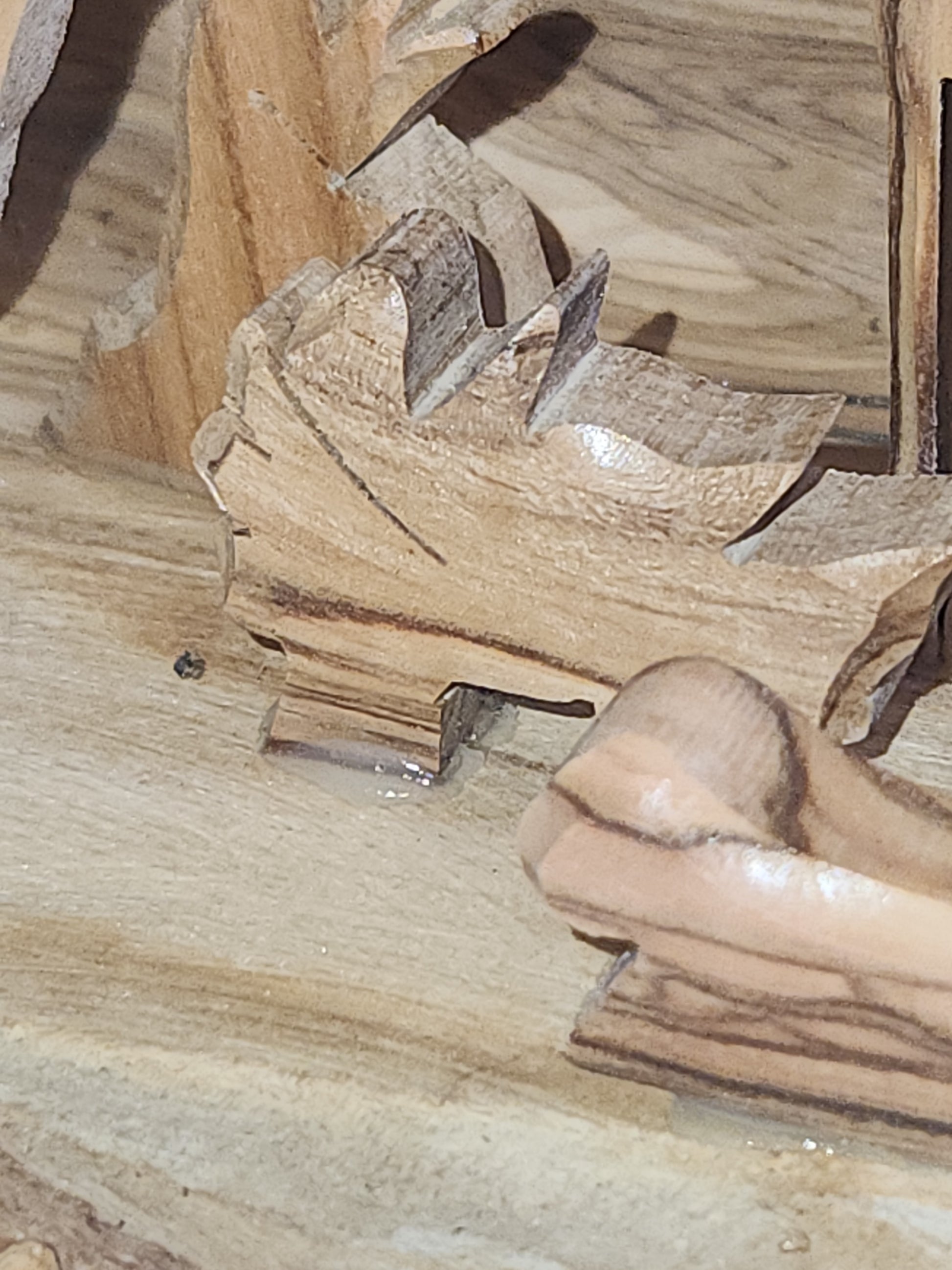 Nativity Medium Grotto Carved in Olive Wood Branch Made in Bethlehem 4" x 8" n2a