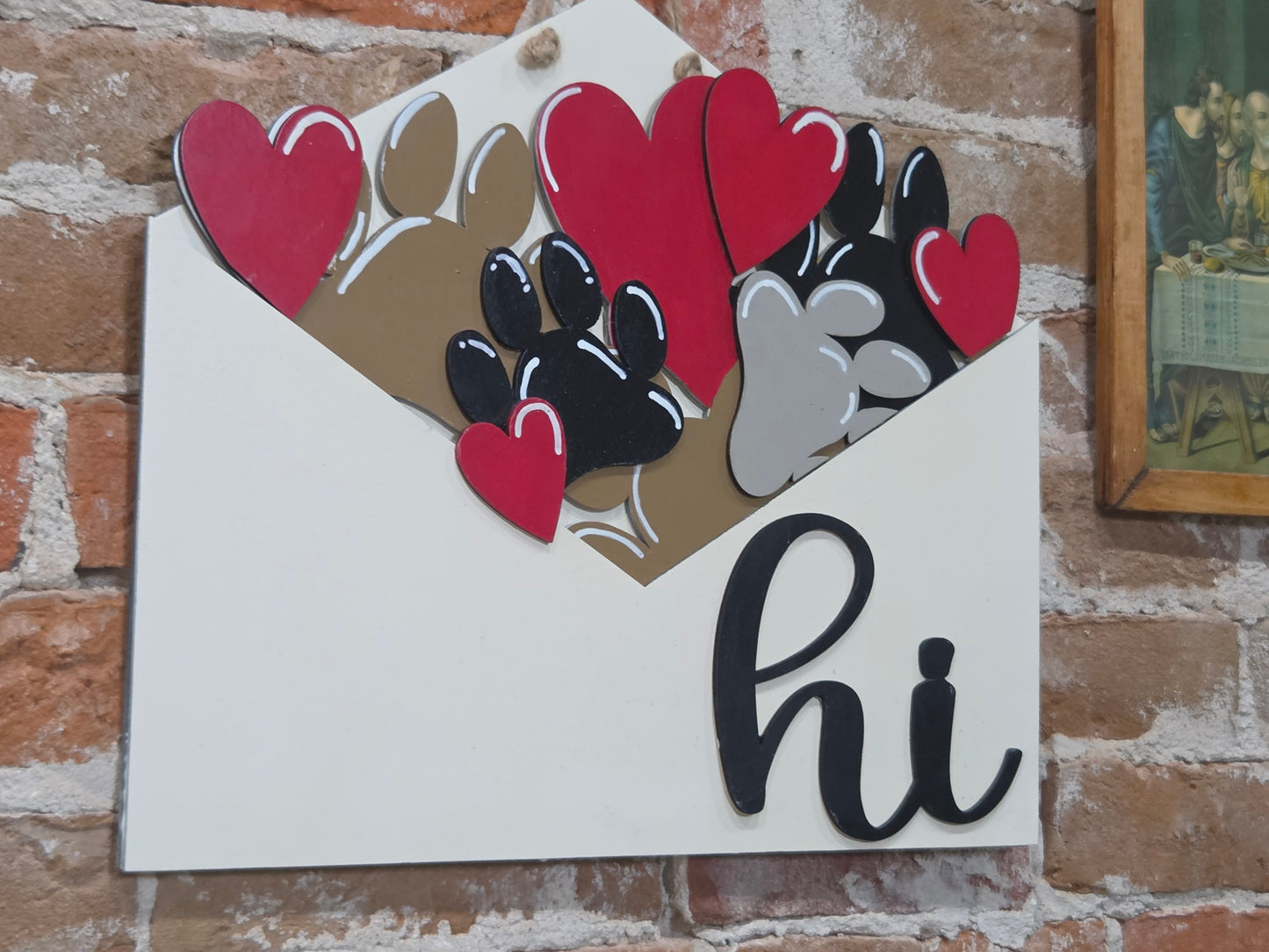 Paw Print Dog Cat Red Black Grey Tan insert for Envelope Door Sign *sign sold seperately* EI8