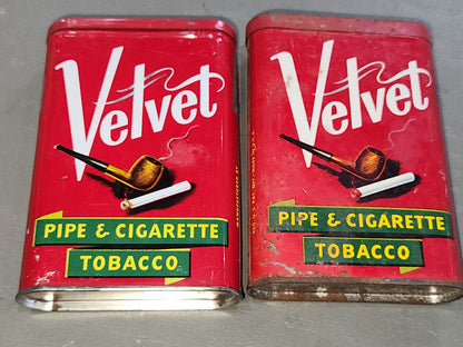 Vintage Tobacco Tins Velvet Pipe & Cigarette Liggett & Myers Set of 2 As Is tin711