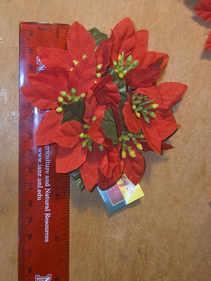 Vintage Joybrite Christmas Mini Candle Rings Poinsettia Lot of 6 New Old Stock