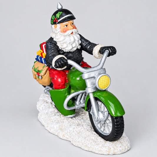 Vintage Christmas Rebel Without A Claus motorcycle Figurine "Full Throttle Christmas" Hamilton bikeR4