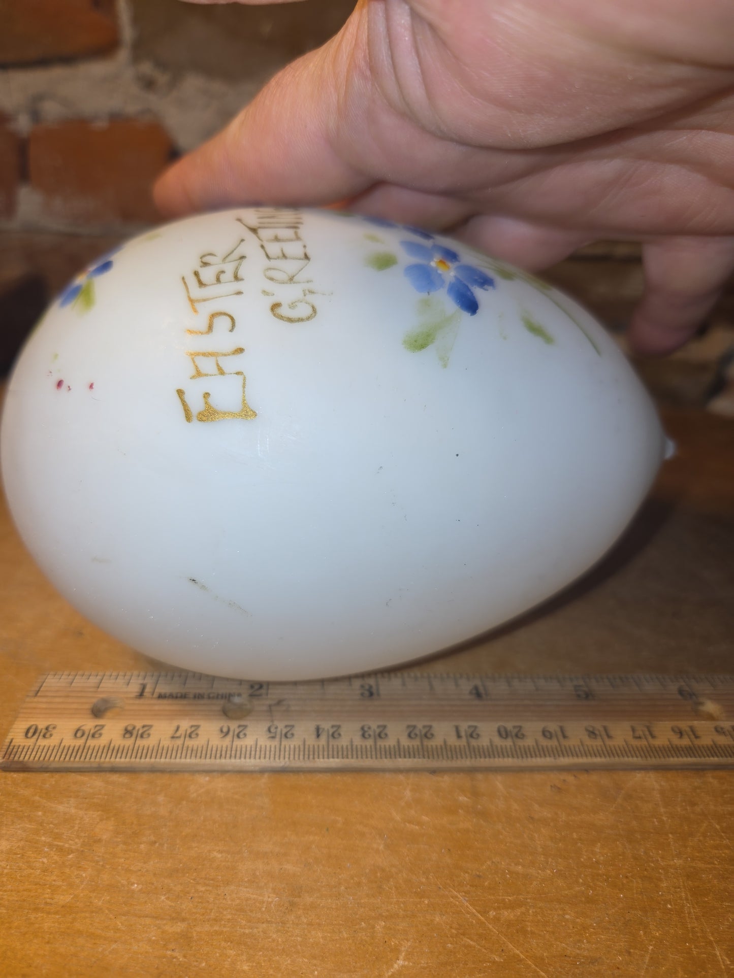 Antique Victorian Glass Blown Easter Egg Hand Painted AS IS eeg6