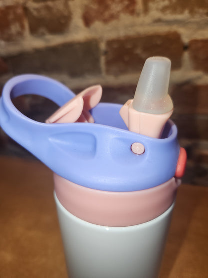 Custom Order Kid's 12 oz Tumbler with Pink and Lavender Flip Top Lid