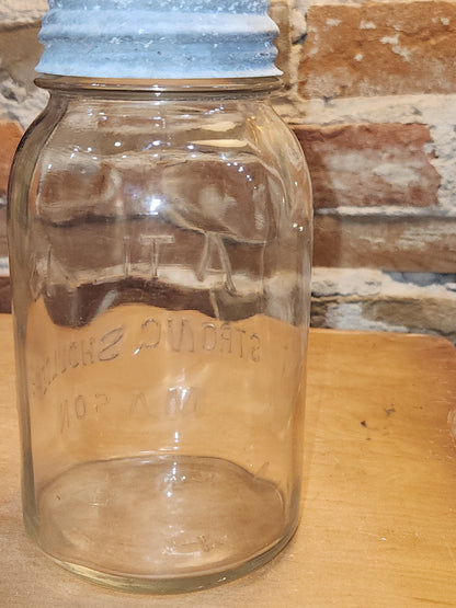 Atlas Strong Shoulder Mason Clear Glass Quart Jar with Atlas Zinc Lid jar1