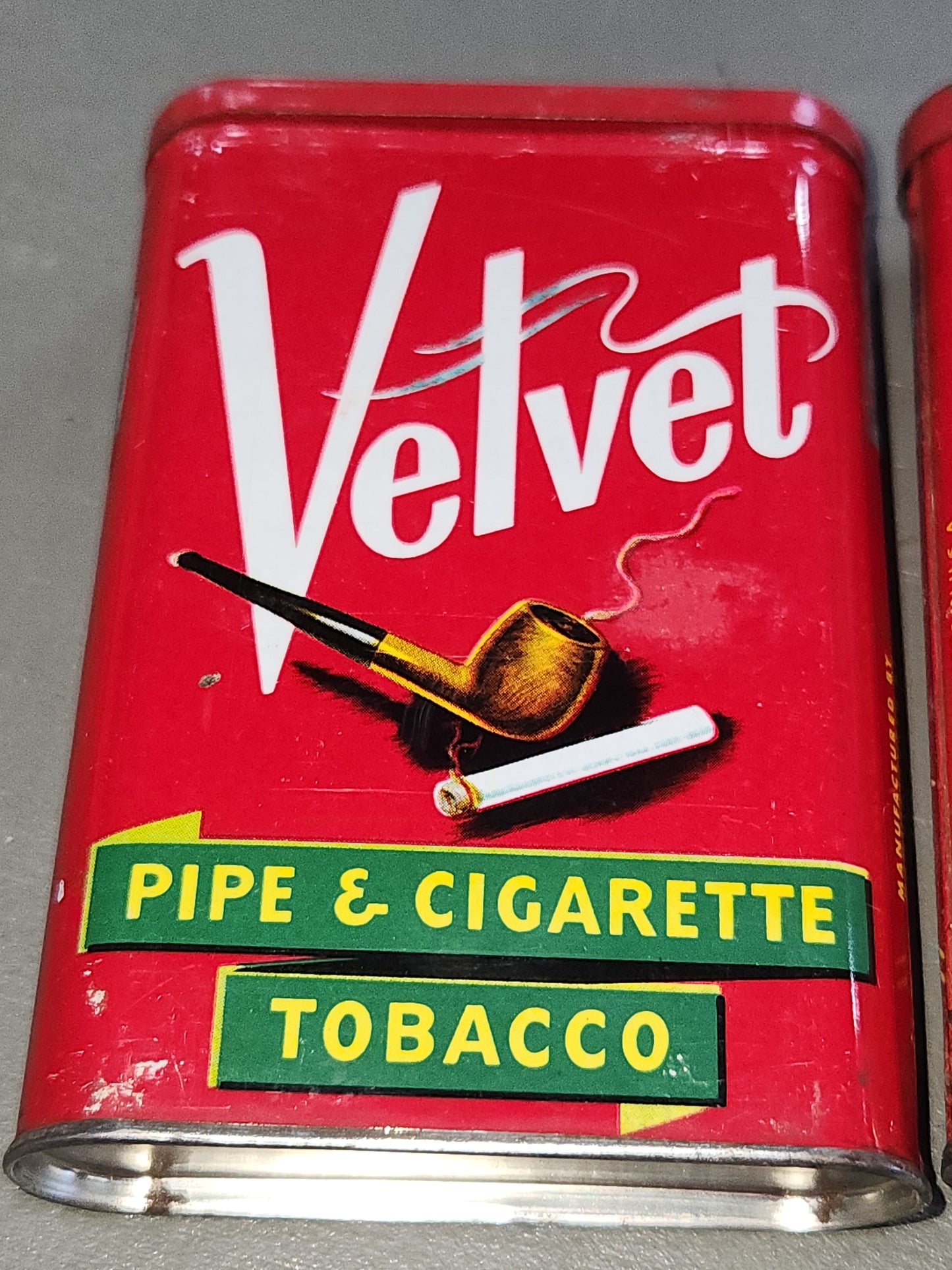 Vintage Tobacco Tins Velvet Pipe & Cigarette Liggett & Myers Set of 2 As Is tin711